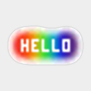 Blurry Stencilled Hello on Rainbow Spraypaint Sticker